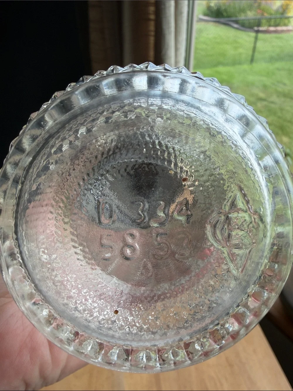 Vintage 1950s Clear Embossed Glass Cocktail Shaker with Dark Metal Lid